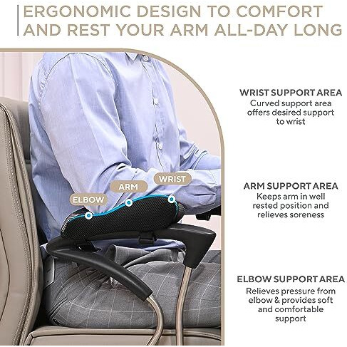 FOVERA Gel Armrest Pads for Office & Gaming Chair, Premium Soft Gel Top with Memory Foam Base, Ergonomic Elbow Pillow for Comfortable Arm Support and Arm & Elbow Pain Relief (2 PCs)