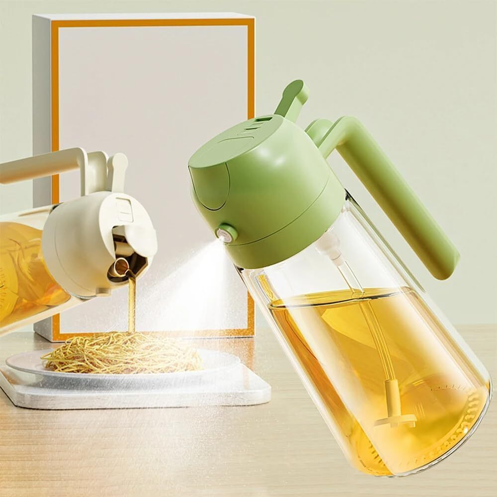 Mforall Oil Sprayers, 2 In 1 Olive Oil Dispenser & Oil Sprayer Oil Pots For Kitchen, Salad,Bbq,Roasting, Oil Vinegar Bottle Dual-Use Kitchen Cooking Tool (Multi Color) - Glass, 550 Ml