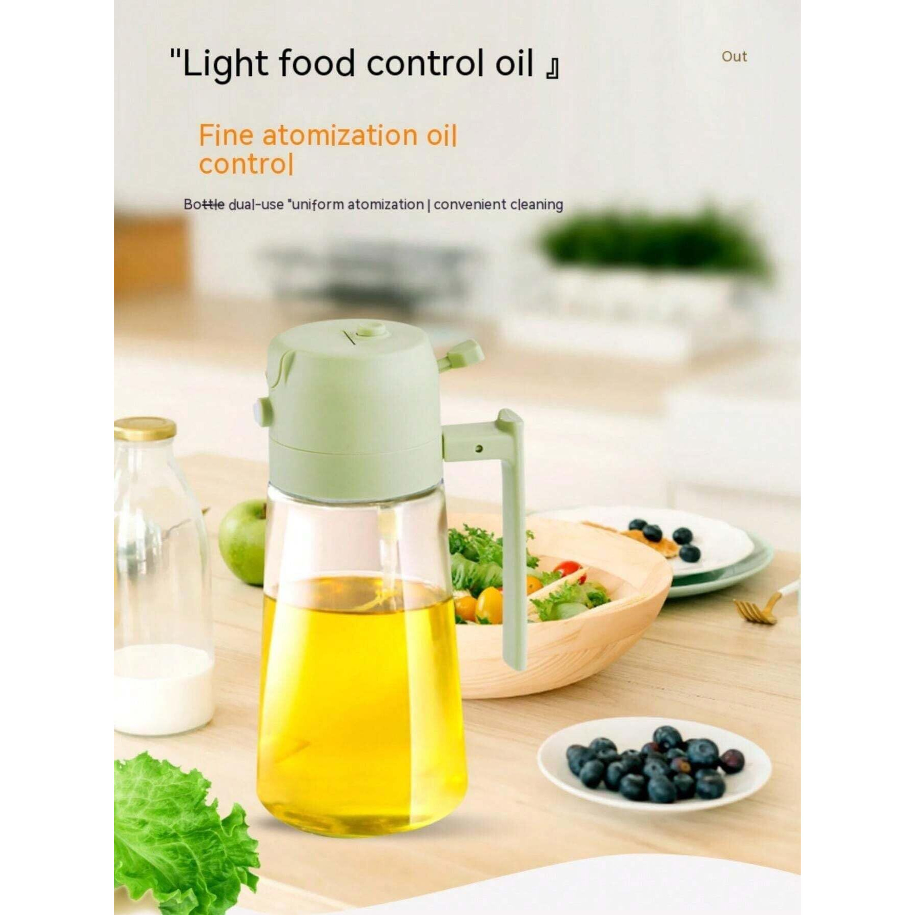 Mforall Oil Sprayers, 2 In 1 Olive Oil Dispenser & Oil Sprayer Oil Pots For Kitchen, Salad,Bbq,Roasting, Oil Vinegar Bottle Dual-Use Kitchen Cooking Tool (Multi Color) - Glass, 550 Ml