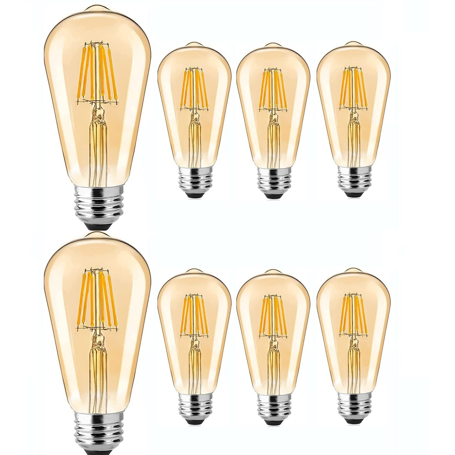 Gesto 4W E27 E26 Base Filament Bulbs | Edison Bulb | Filament Antique Bulb | 15000 Light Hours | Hanging Light Led Bulb Warm White 2700K Antique Vintage Filament Light Bulbs (Pack Of 8)