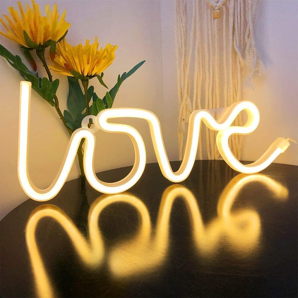 Gesto Love Neon Sign-Neon Signs for Bedroom,USB or Battery Light Wall,led neon as Wall Girls up Sign For Party, Christmas, Bar, Home Decoration ,Bedroom Wall, Wedding (Warm White)