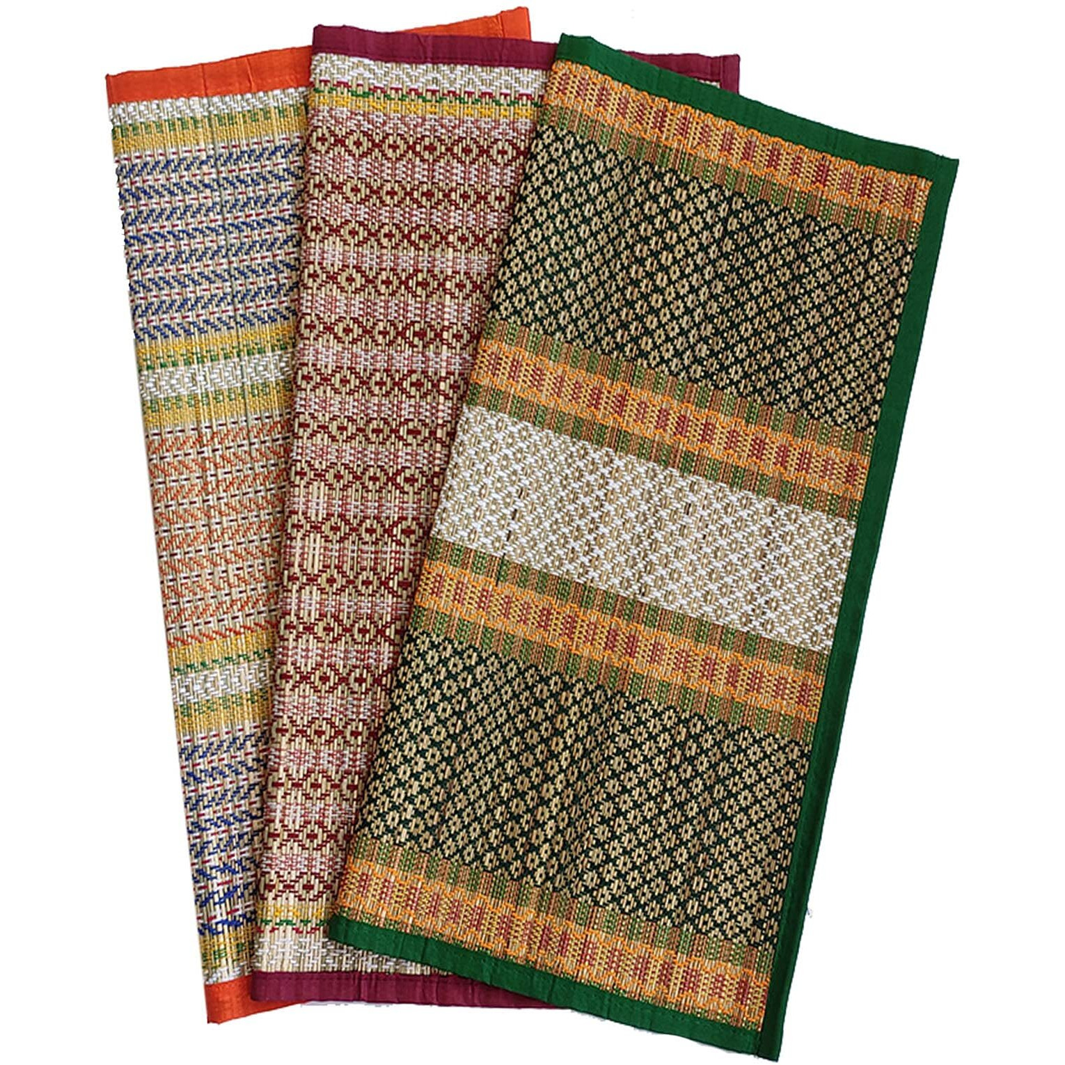 Montelal Store 18 X 18 Inch Hand Made Kusha Grass Aasan for Pooja (Multicolour) -Pack of 3(Madurkathi River Grass Sedge/Korai)