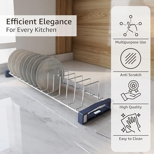 Planet Stainless Steel 14 Section Plate Rack Stand/Thali Rack/Dish Rack/Lid Holder/Utensil Rack/Kitchen Storage/Space Saver/Organizer Stand for Dining Table - Pack of 1 (4 inch, Chrome)