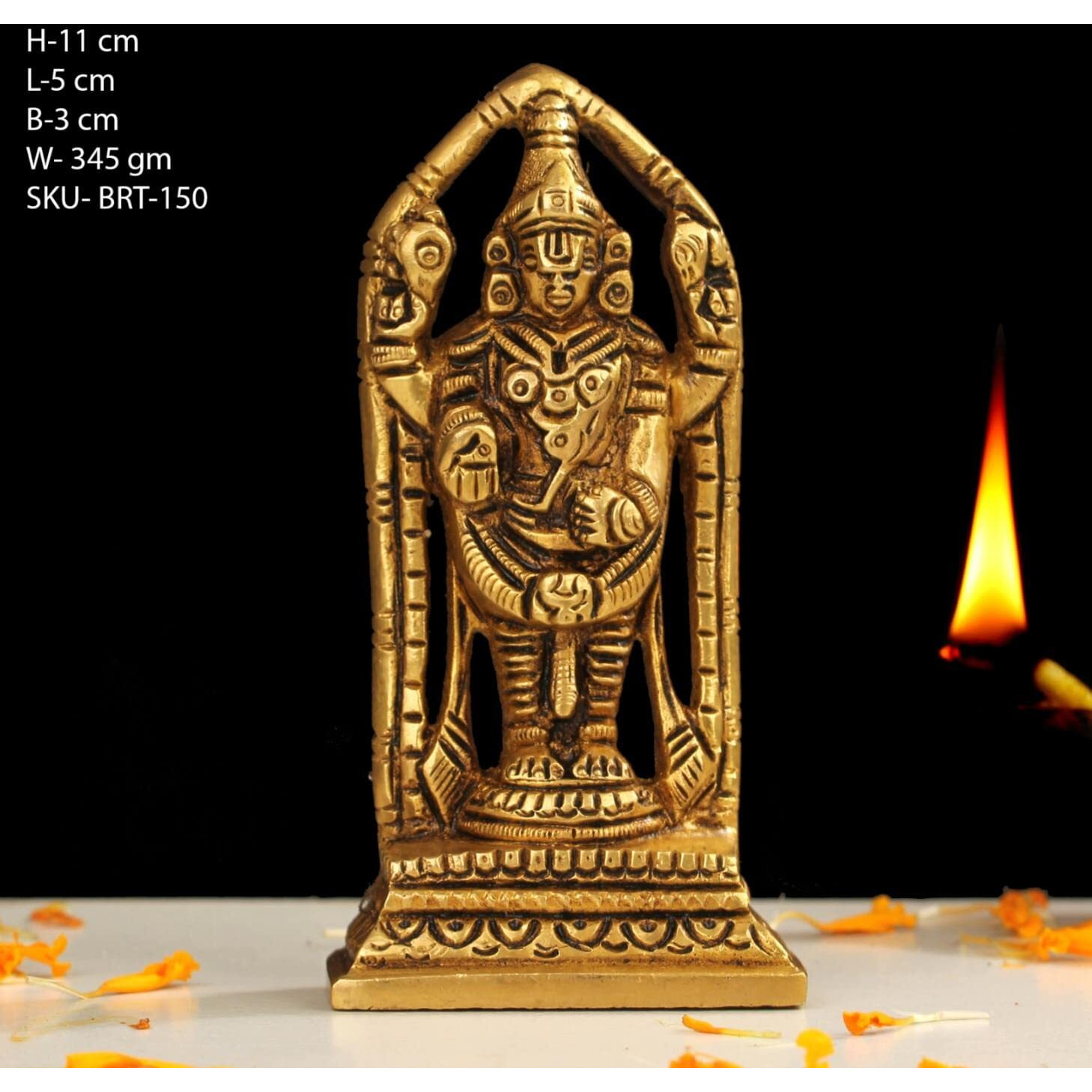 INDICAST Brass Tirupati Balaji Idol Murti of Shree Venkateswara Sculpture for Home Dcor- Height 11 Cms