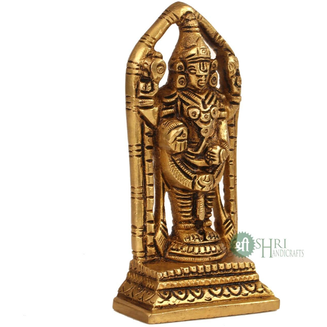 INDICAST Brass Tirupati Balaji Idol Murti of Shree Venkateswara Sculpture for Home Dcor- Height 11 Cms