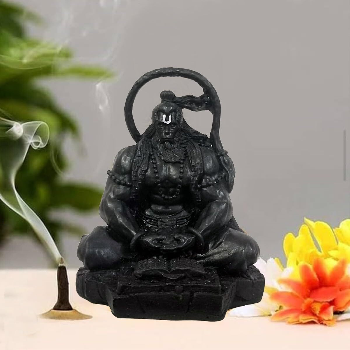 Yadava Hanuman Ji Murti for Car Dashboard Dhyan Mudra Meditation Bajrangbali Bhagwan Statue Showpiece for Pooja Gift Living Room Decoration Home Dcor (Pack of 1) (Black)