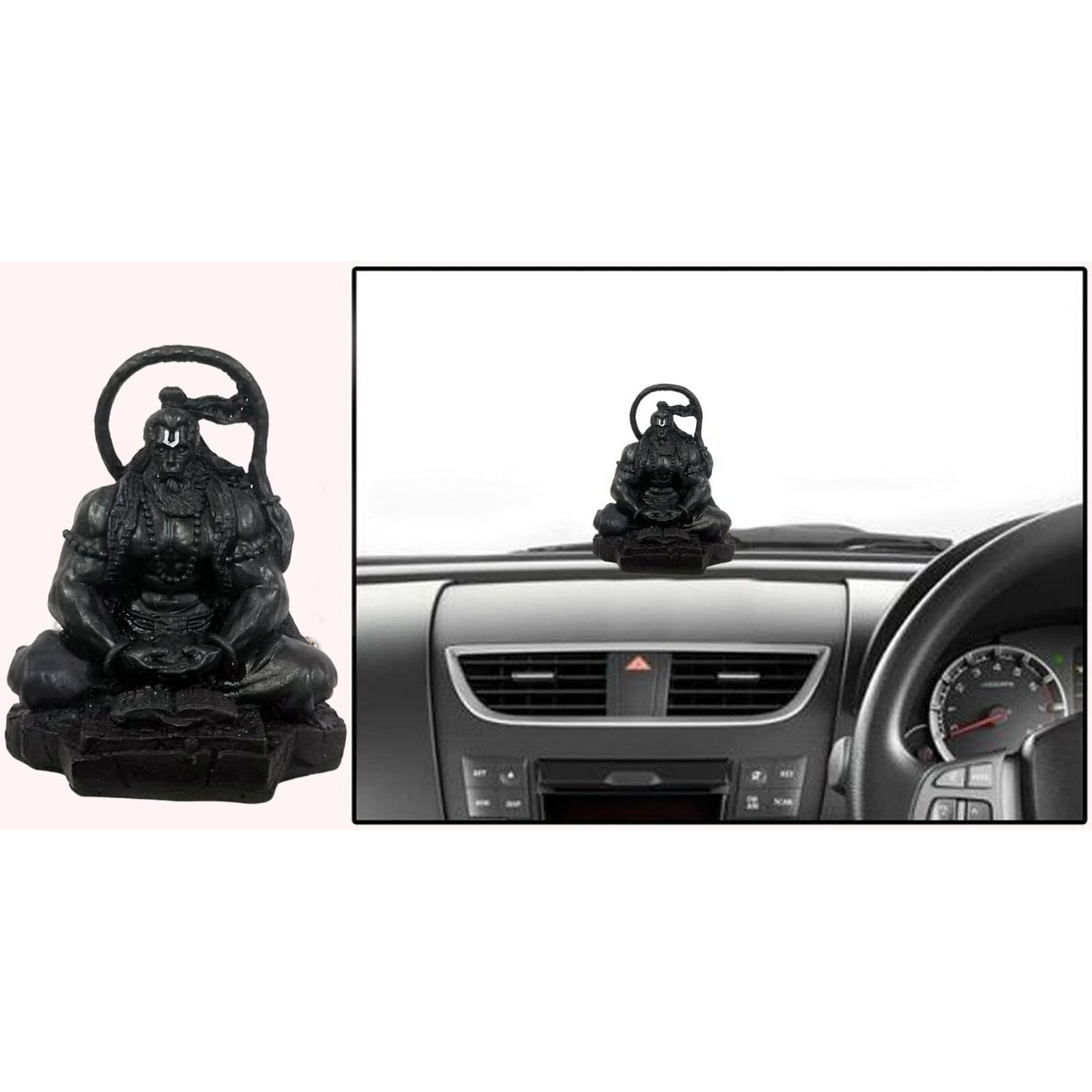 Yadava Hanuman Ji Murti for Car Dashboard Dhyan Mudra Meditation Bajrangbali Bhagwan Statue Showpiece for Pooja Gift Living Room Decoration Home Dcor (Pack of 1) (Black)