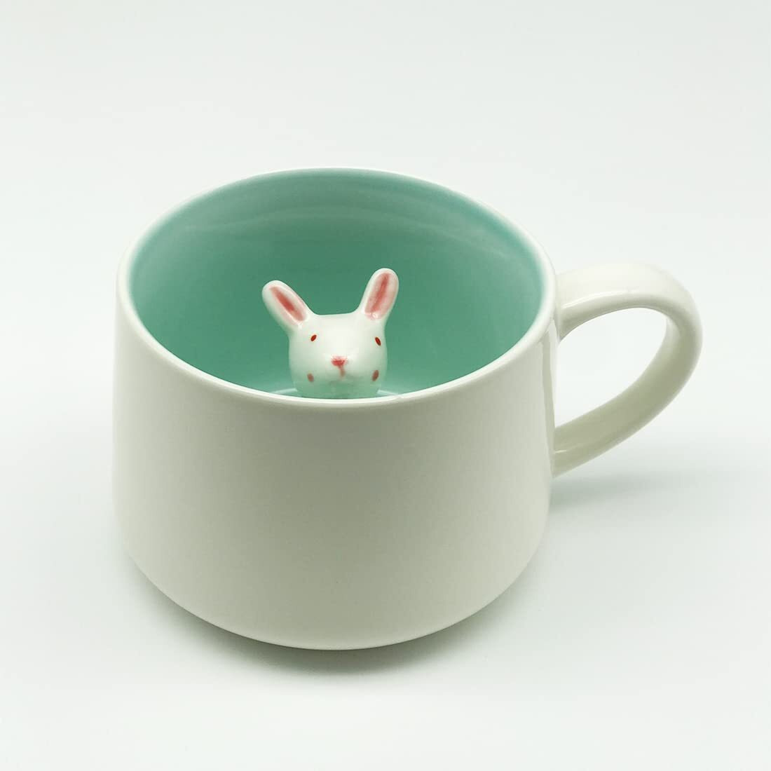 NOSCOMP 3D Animal Cup Coffee Mug Comes With A Cute Inside Creative Morning Mug Animal Cup For Hot&Cold Tea Milk Coffee Perfect For Kids Decorations Best Office Cup (Rabbit) (Ceramic),400 ML