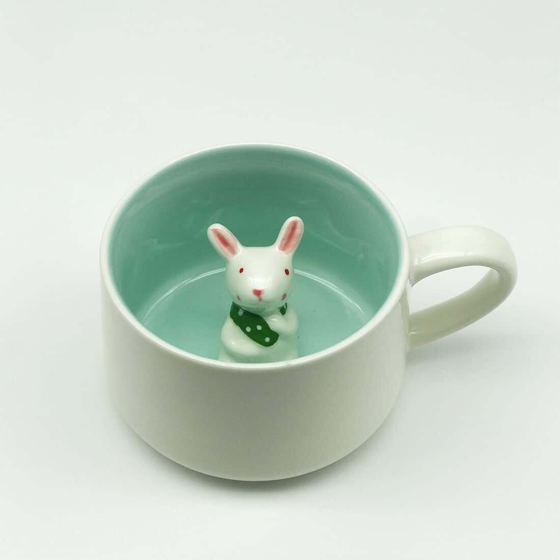 NOSCOMP 3D Animal Cup Coffee Mug Comes With A Cute Inside Creative Morning Mug Animal Cup For Hot&Cold Tea Milk Coffee Perfect For Kids Decorations Best Office Cup (Rabbit) (Ceramic),400 ML