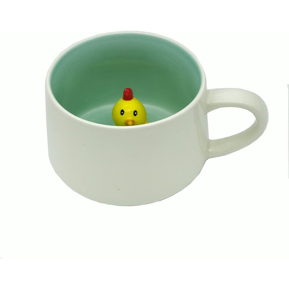 Noscomp 3D Animal Cup Coffee Mug Comes With A Cute Inside Creative Morning Mug Animal Cup For Hot&Cold Tea Milk Coffee Perfect For Kids Decorations Best Office Cup (Chick, Ceramic),400 Ml - 400 Ml