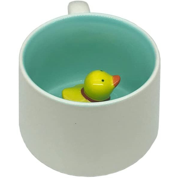 NOSCOMP 3D Animal Cup Coffee Mug Comes With A Cute Inside Creative Morning Mug Animal Cup For Hot&Cold Tea Milk Coffee Perfect For Kids Decorations Best Office Cup (Duck) (Ceramic),400 ML