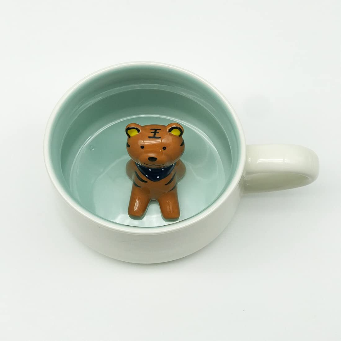 NOSCOMP 3D Animal Cup Coffee Mug Comes With A Cute Inside Creative Morning Mug Animal Cup For Hot&Cold Tea Milk Coffee Perfect For Kids Decorations Best Office Cup (Tiger, Ceramic),400 ML