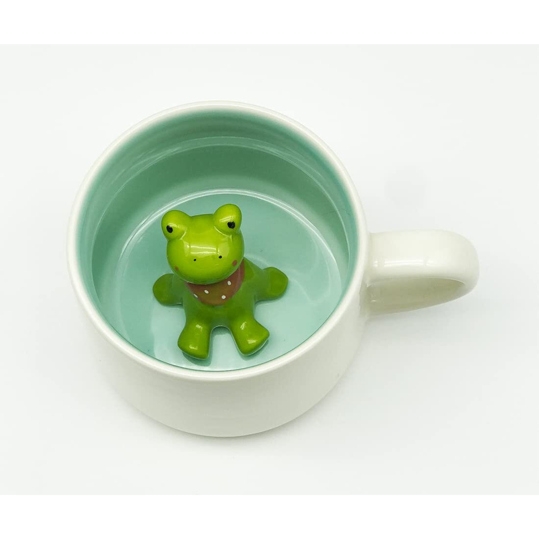 NOSCOMP 3D Animal Cup Coffee Mug Comes With A Cute Inside Creative Morning Mug Animal Cup For Hot&Cold Tea Milk Coffee Perfect For Kids Decorations Best Office Cup(Frog)(Ceramic) 400 ML