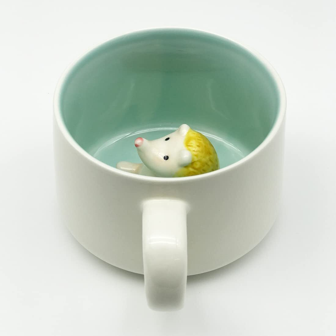 NOSCOMP 3D Animal Cup Coffee Mug Comes With A Cute Inside Creative Morning Mug Animal Cup For Hot&Cold Tea Milk Coffee Perfect For Kids Decorations Best Office Cup (Hedgehog) (Ceramic),400 ML