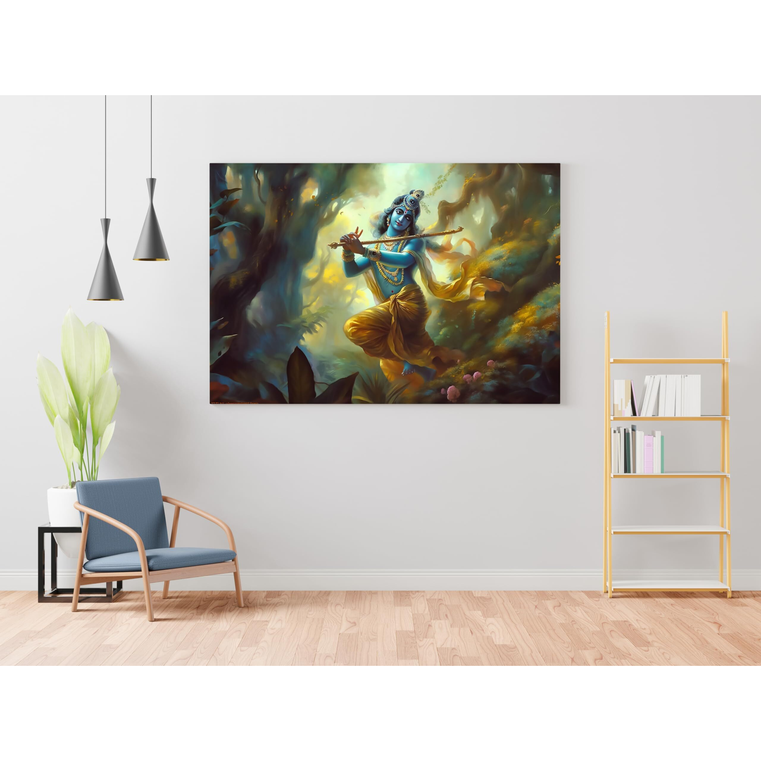 Nozvera Radha Krishna Painting For Wall Decoration Big Size Large Canvas Kahna Wall Painting For Home Decor, Living Room, Bedroom, Office and Hotels Decoration (22 inch * 34 inch, Design 22)