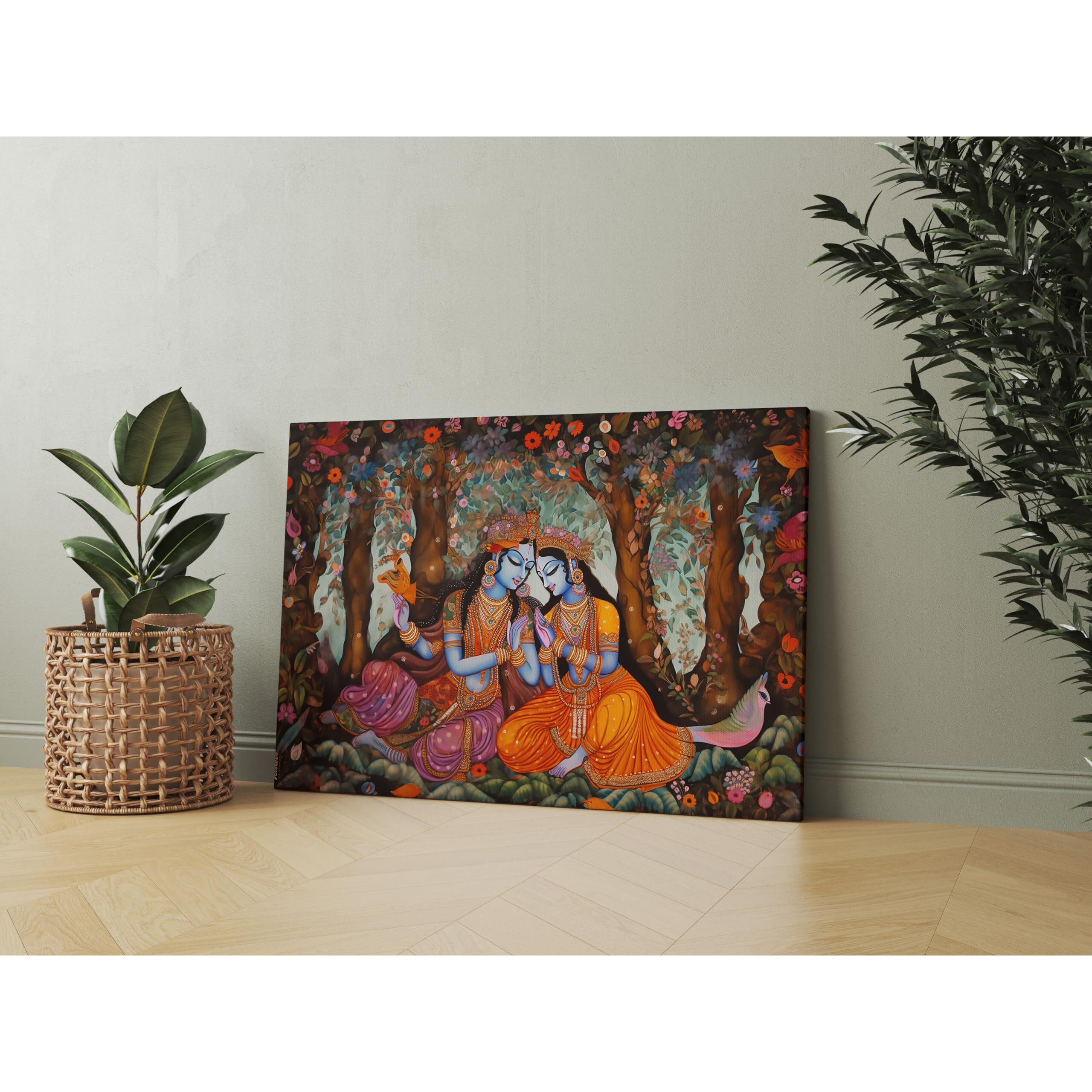 Nozvera Radha Krishna Painting For Wall Decoration Big Size Large Canvas Kahna Wall Painting For Home Decor, Living Room, Bedroom, Office and Hotels Decoration (22 inch * 34 inch, Design 3)