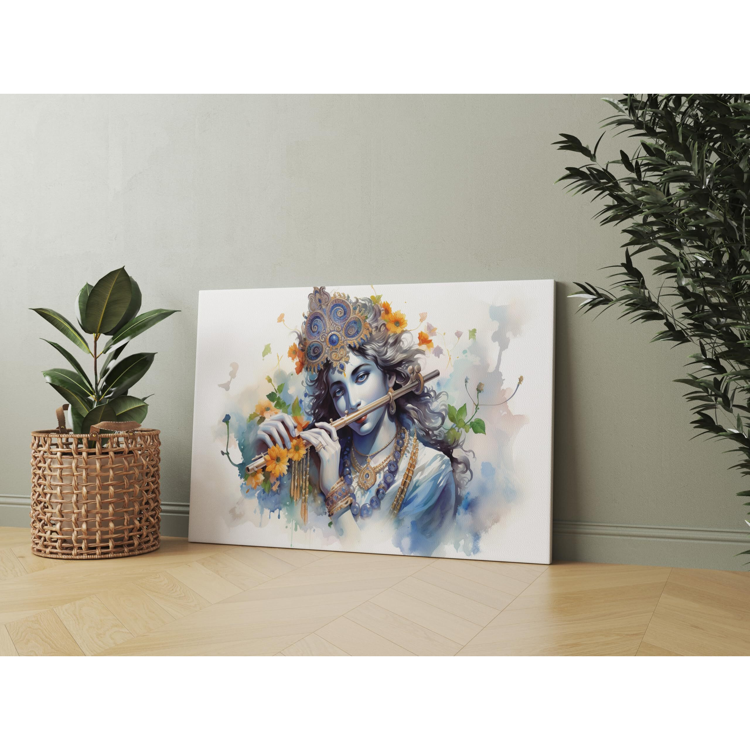 Nozvera Radha Krishna Painting For Wall Decoration Big Size Large Canvas Kahna Wall Painting For Home Decor, Living Room, Bedroom, Office and Hotels Decoration (22 inch * 34 inch, Design 21)