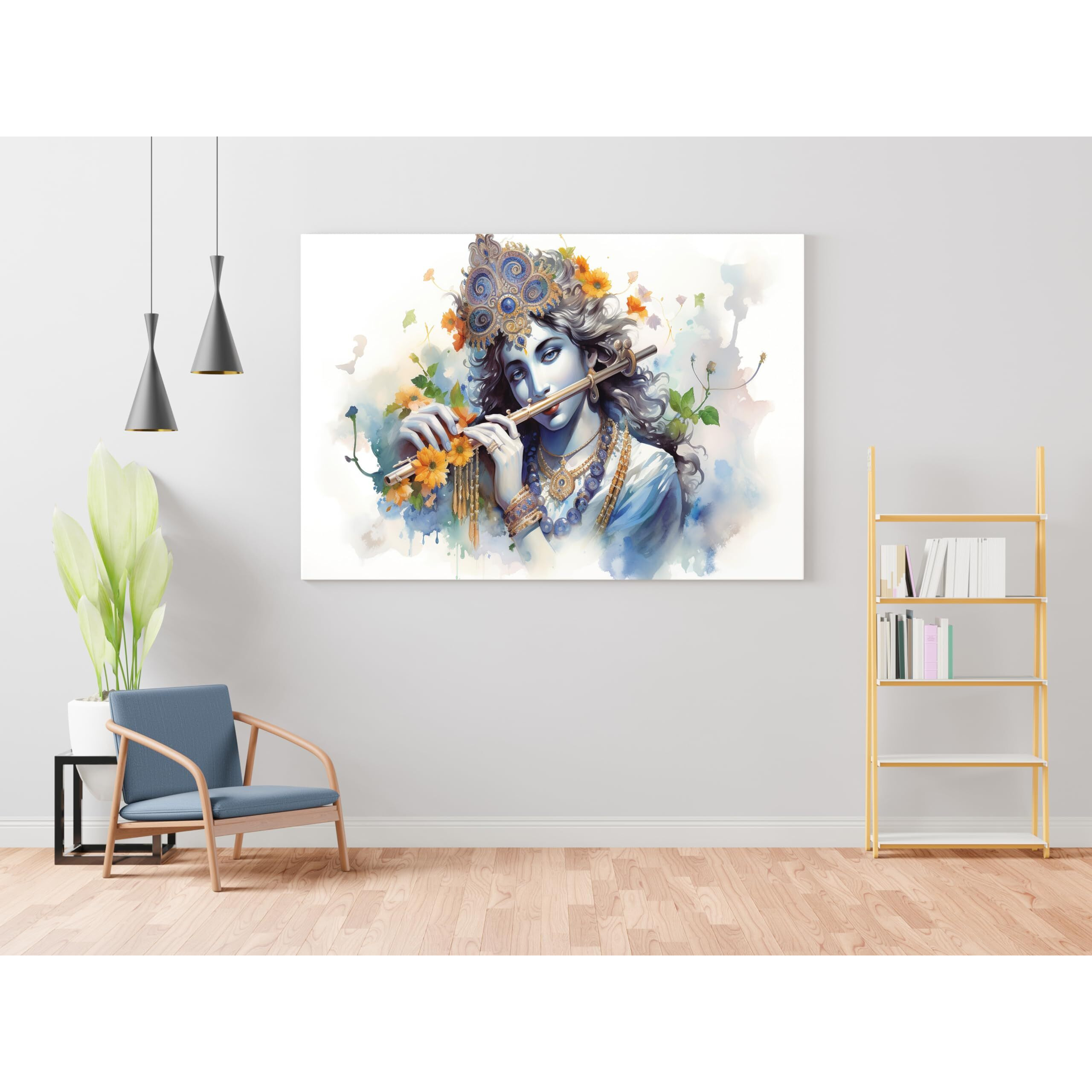 Nozvera Radha Krishna Painting For Wall Decoration Big Size Large Canvas Kahna Wall Painting For Home Decor, Living Room, Bedroom, Office and Hotels Decoration (22 inch * 34 inch, Design 21)