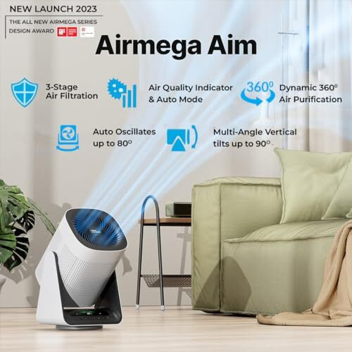 Coway Airmega Aim Professional Air Purifier For Home, New Launch, Longest Filter Life 8500 Hrs, Traps 99.99% Virus & Pm 0.1 Particles, Manufacturer Warranty Of 7 Years - White