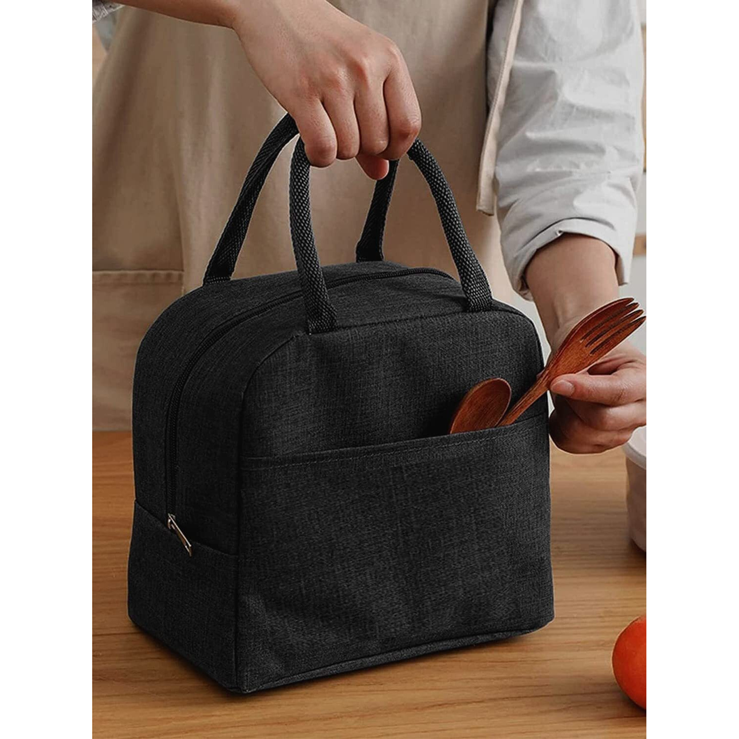 SVH Insulated Travel Lunch/Tiffin/Storage Bag for Office, College & School (Black) (Cotton)