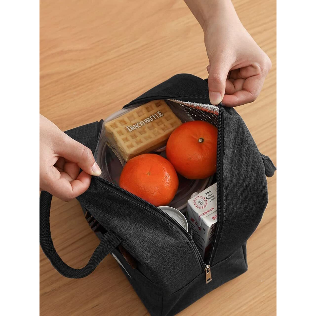 SVH Insulated Travel Lunch/Tiffin/Storage Bag for Office, College & School (Black) (Cotton)