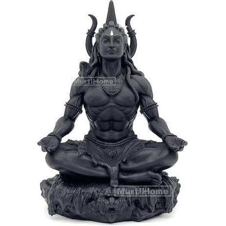 MurtiHome Mahayogi Shiva Sculpture Small 3.5 Inch Height Black 3D Printed UV Resin Shiv Shankar Bholenath Mahadev Statue for Car, Home, Office