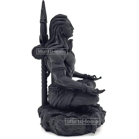 MurtiHome Mahayogi Shiva Sculpture Small 3.5 Inch Height Black 3D Printed UV Resin Shiv Shankar Bholenath Mahadev Statue for Car, Home, Office