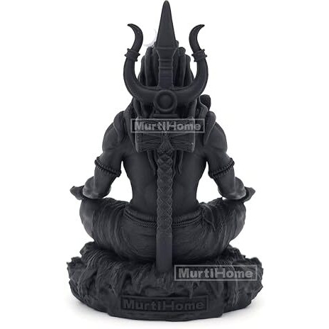 MurtiHome Mahayogi Shiva Sculpture Small 3.5 Inch Height Black 3D Printed UV Resin Shiv Shankar Bholenath Mahadev Statue for Car, Home, Office