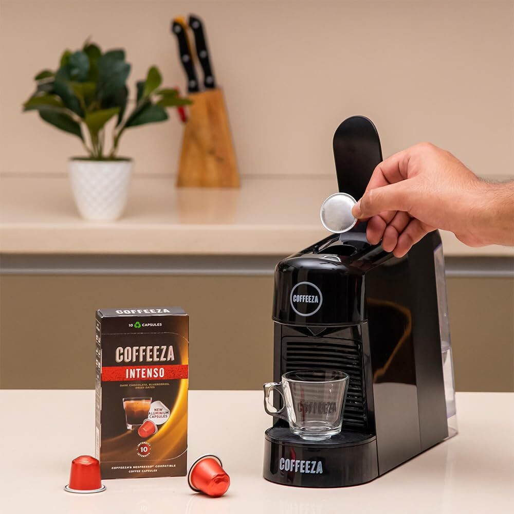 COFFEEZA Finero Next Pod Coffee Machine (Black), Espresso Coffee Maker | 20 Bar Pressure | Compatible with Nespresso Pods | Perfect coffee maker for Espresso & Cappuccino | 1-Year Warranty