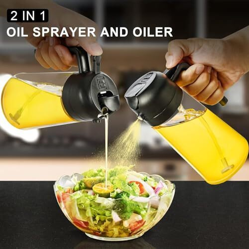 Kmils Oil Dispenser Bottle, Oil Spray Bottle for Cooking, Oil Sprayer for Air Fryer, Oil and Vinegar Pourer and sprayer bottle, Kitchen Oil Bottle | 500ml (Multicolor)