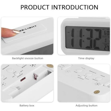 CBK Digital Alarm Clock Table Clock for Students, Home, Office, Corporate with Automatic Sensor, Date & Temperature (White)