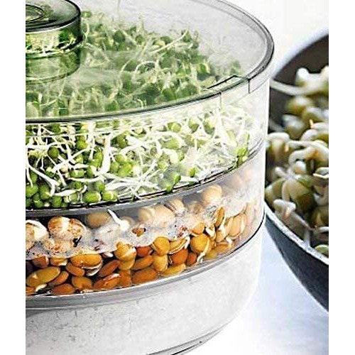 VOLTURI Sprouts Maker Box (4 Tier), Stackable Sprouting Maker Set for Alfalfa, Mung, Clover, Radish, and Fenugreek Sprout Maker (500 ML, Transparent, Pack of 2)