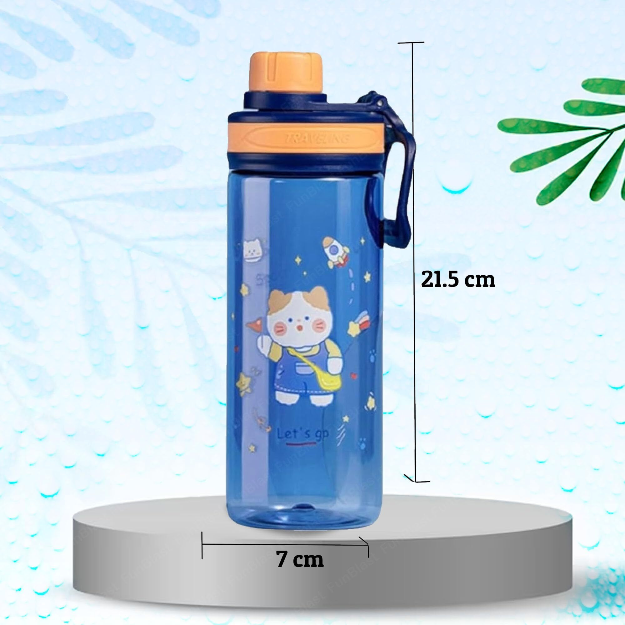 FunBlast Cartoon Water Bottle for Kids, Boys, Girls 550 ml BPA Free, Anti-Leak (550 Milliliters) - Polypropylene & Polycarbonate (Multicolor)