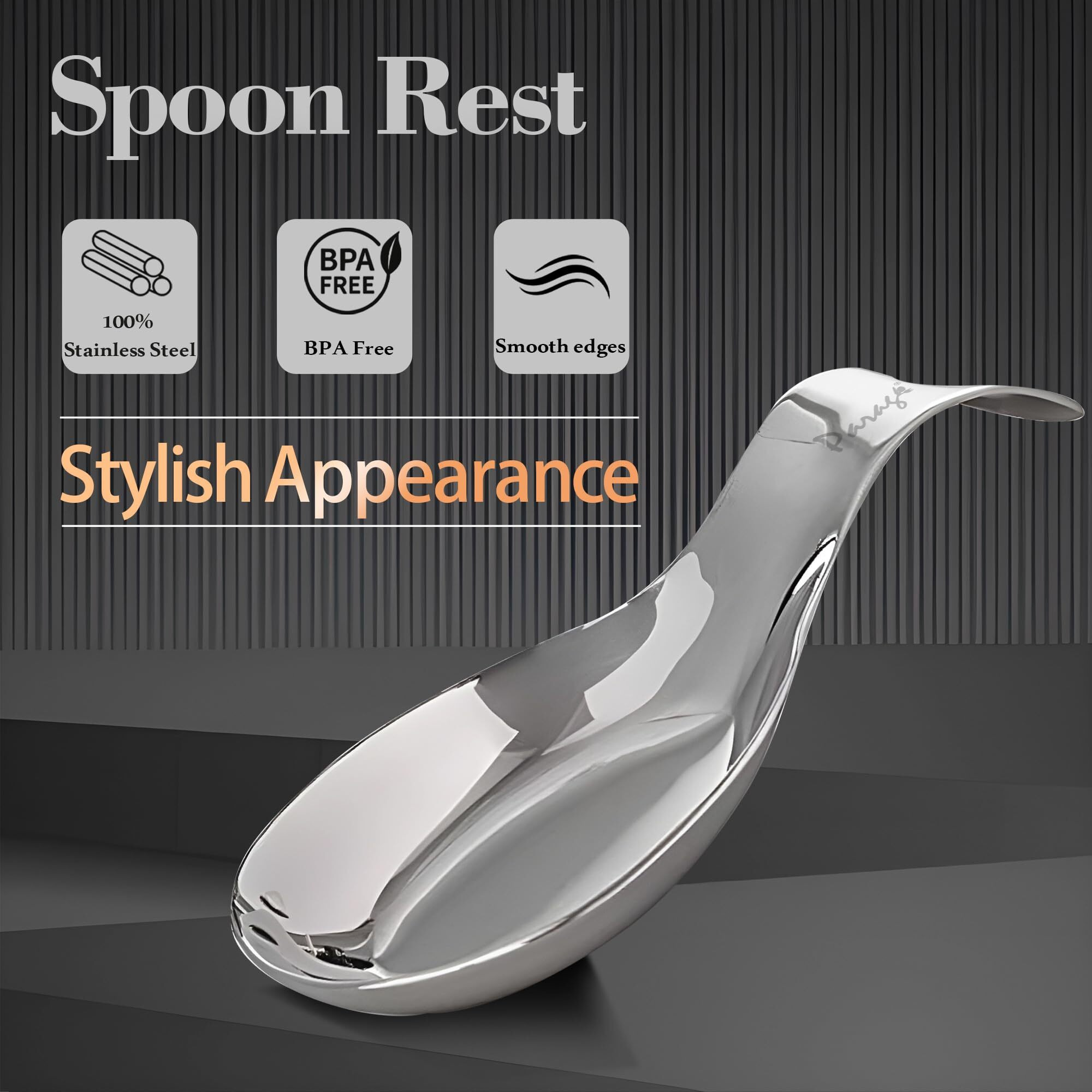 Parage 2 Pieces Stainless Steel Spoon Rest for Home & Kitchen, Platform and Dining Table, Holding Messy Spoon While Cooking (Set of 2, 21.5 cm Long)