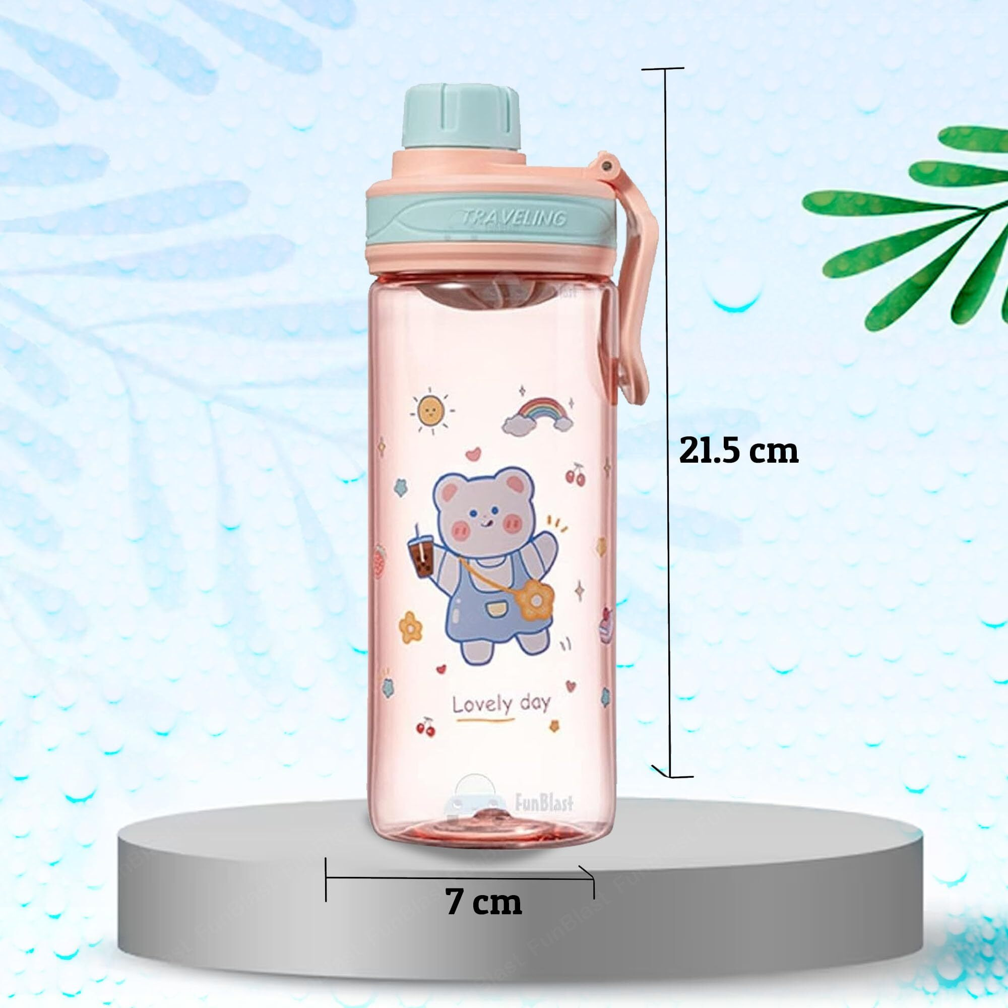 FunBlast Cartoon Water Bottle for Kids, 550 ml BPA Free, Anti-Leak for Boys/Girls (550 Milliliters) - Polypropylene & Polycarbonate (Multicolor)