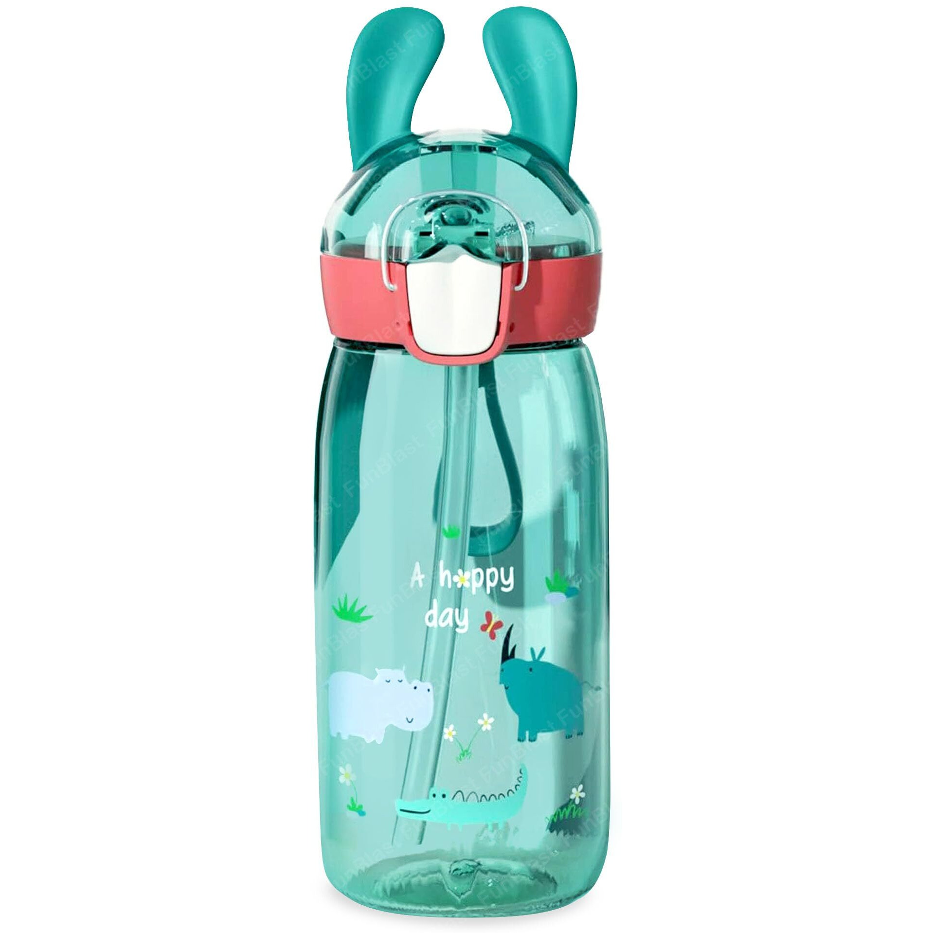 FunBlast Water Bottle for kids, Cute Design Water Bottle with Sipper, TritanSipper Bottle for Kids -Anti-leak Kids Cartoon Water Bottle for Kids - 550 Ml (Animal) Multicolor