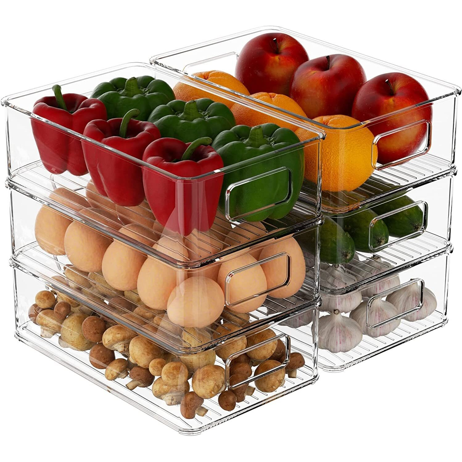 Snazzy Clear Plastic Fridge Storage Organizer Kitchen Countertop Cupboard Organization Set OF 8