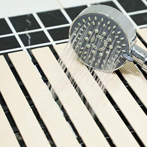 Shower Mat Non Slip for Bathroom, Anti Skid Bathtub Mat (Plastic Stripped- Rubber Base, 46cm x 61cm)- Beige