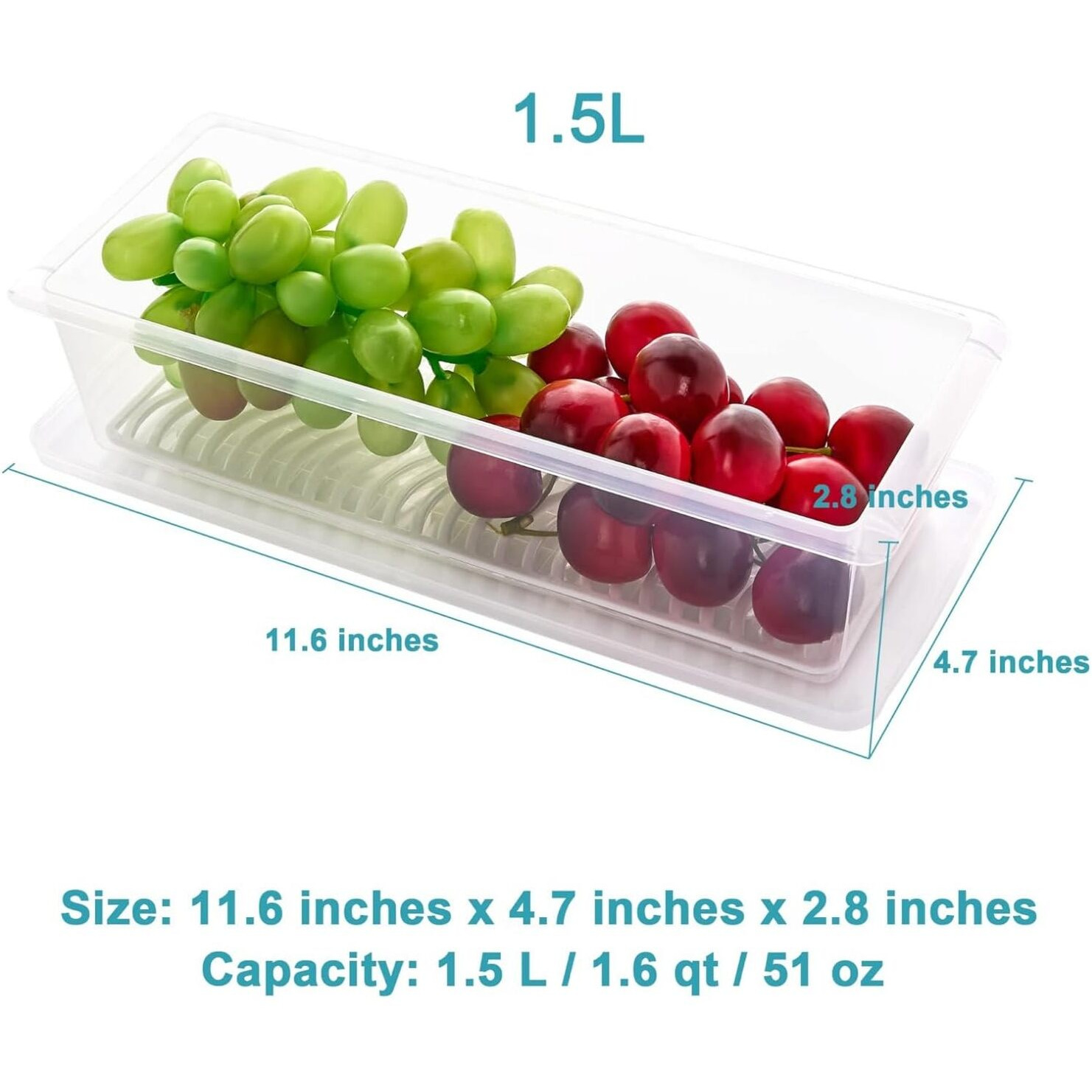 VOLRIX 6Pcs Fridge Storage Boxes, Fridge Organizer With Removable Drain Plate Tray, Fridge Storage Containers, Keeps Fruits, Vegetables, Meat, Fish Fresh Longer 1500 Ml, Polypropylene, Brown