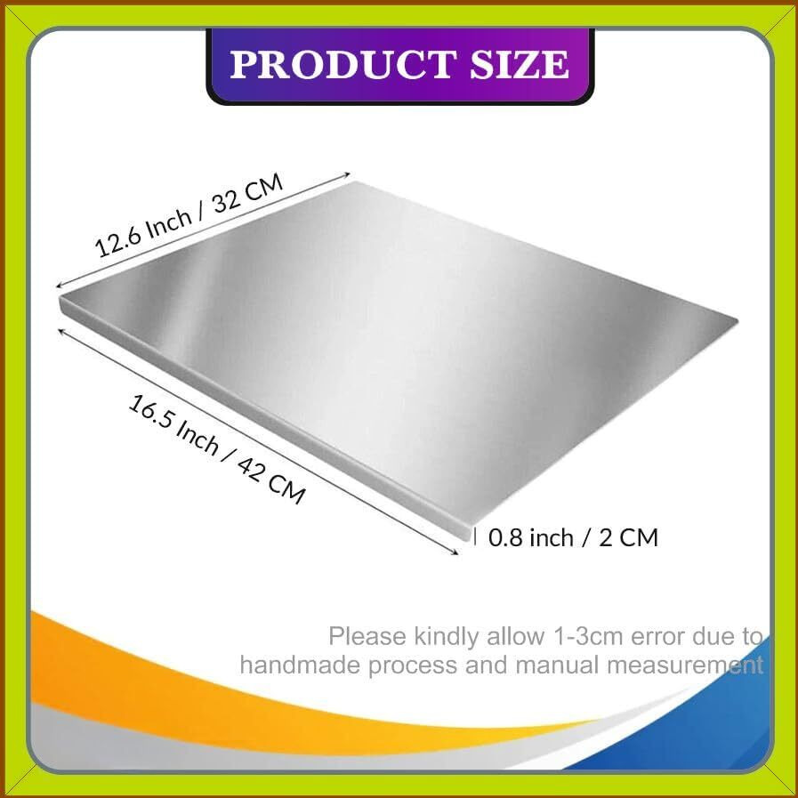 NETANY Stainless Steel Chopping Board | Cutting Board with Round Edge| Kitchen Counter Top | Kneading Board for Cutting and Chopping with Lip Bend | Vegetable Meat,Fruits Cutter Board