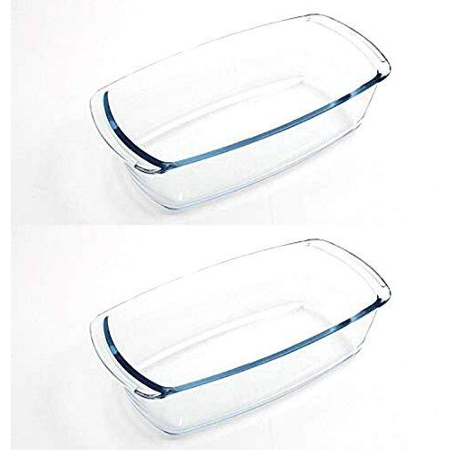 Femora Borosilicate Glass Loaf Pan Baking Dish Microwave Oven Safe, 1800 ml, Set of2, Transparent