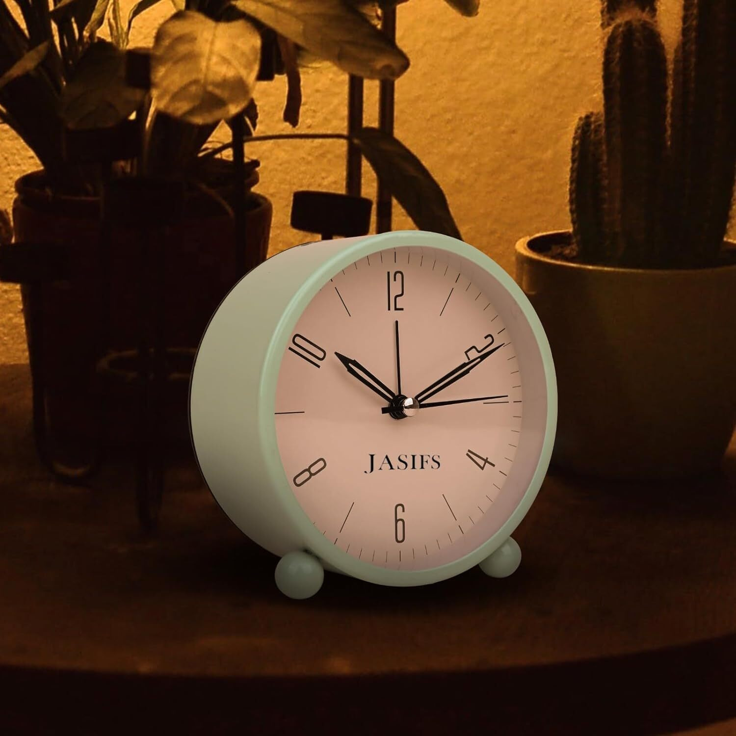 JASIFS Table Clock Analog Alarm Clock for Students & Heavy Slippers Extra Loud for Bedside TableRinging Desk Clocks for Kids Teens and Girls (Blue Vintage)