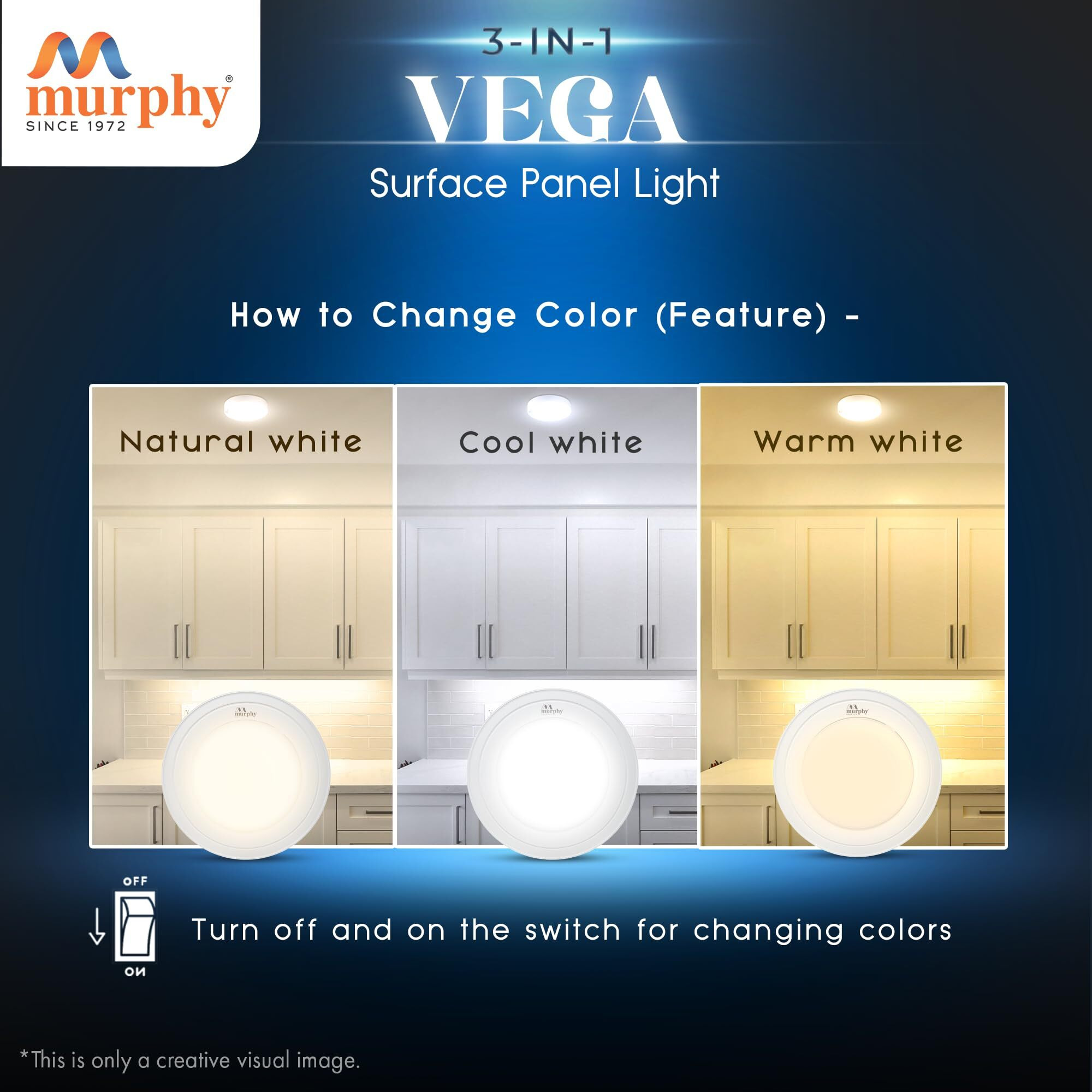 Murphy Wood 15W Vega 3-In-1 Round Led Panel Color Changing Surface Light (Cool White/Warm White/Natural White, Pack Of 20)