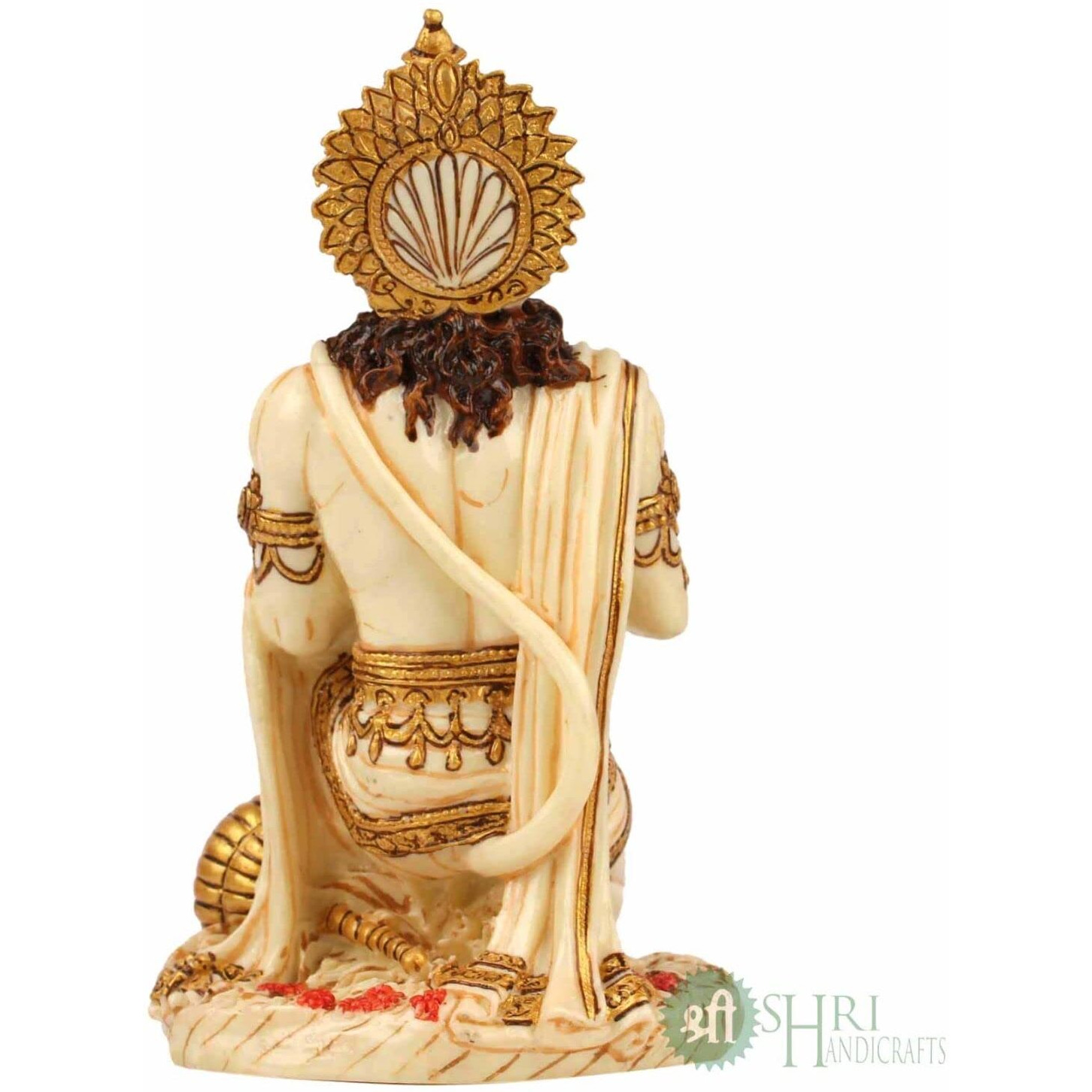 INDICAST 6.5 Hanuman Statue Sitting Fine Gold Painting Idol Decorative Showpiece Handcrafted Hanuman Ji Murti for Home Office and Gifting Purpose Sculpture