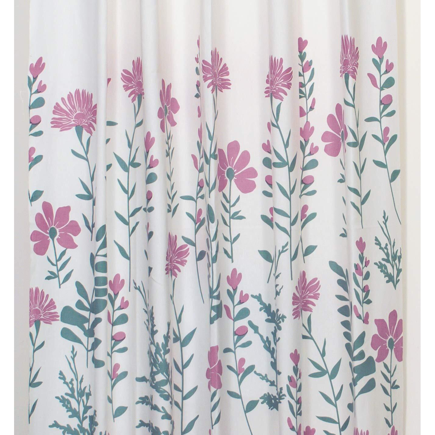 Tranquebar Curtain Co. 100% Cotton, Room Darkening Curtains with Floral Print for Window (with Back Tabs) - 5 Feet, Mazzo Lavender Pink, Set of 2 (Length 152 cm)