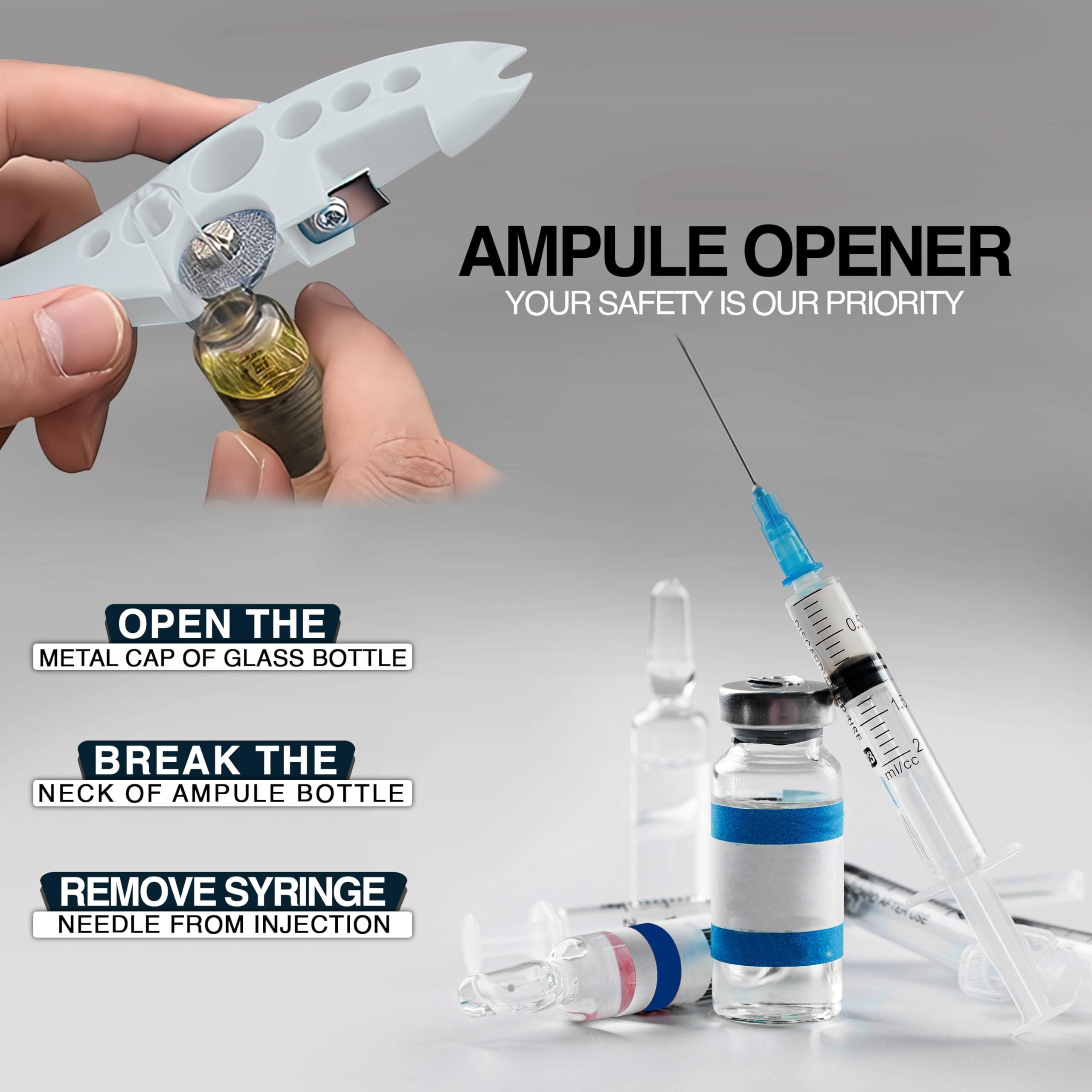 OTICA Ampoule Cutter for Doctors Nurse, Glass Bottle Cap Remover Cutter Ampule Breaker for Hospital and Clinic (White)