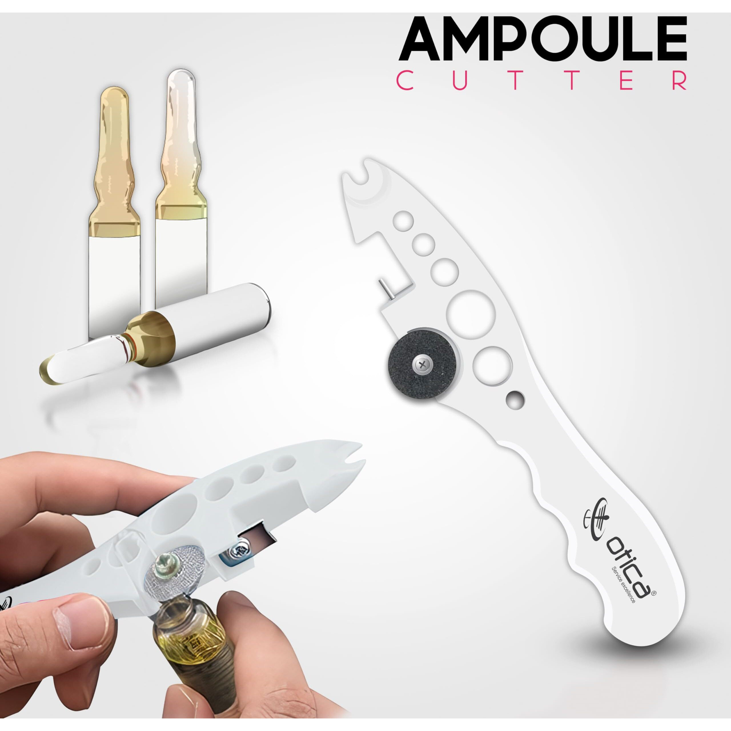 OTICA Ampoule Cutter for Doctors Nurse, Glass Bottle Cap Remover Cutter Ampule Breaker for Hospital and Clinic (White)