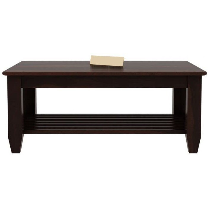 AASALIYA Wooden Center Coffee Table with Storage | Solid Sheesham Wood Centre Table for Living Room, Drawing Room & Office | Walnut Finish