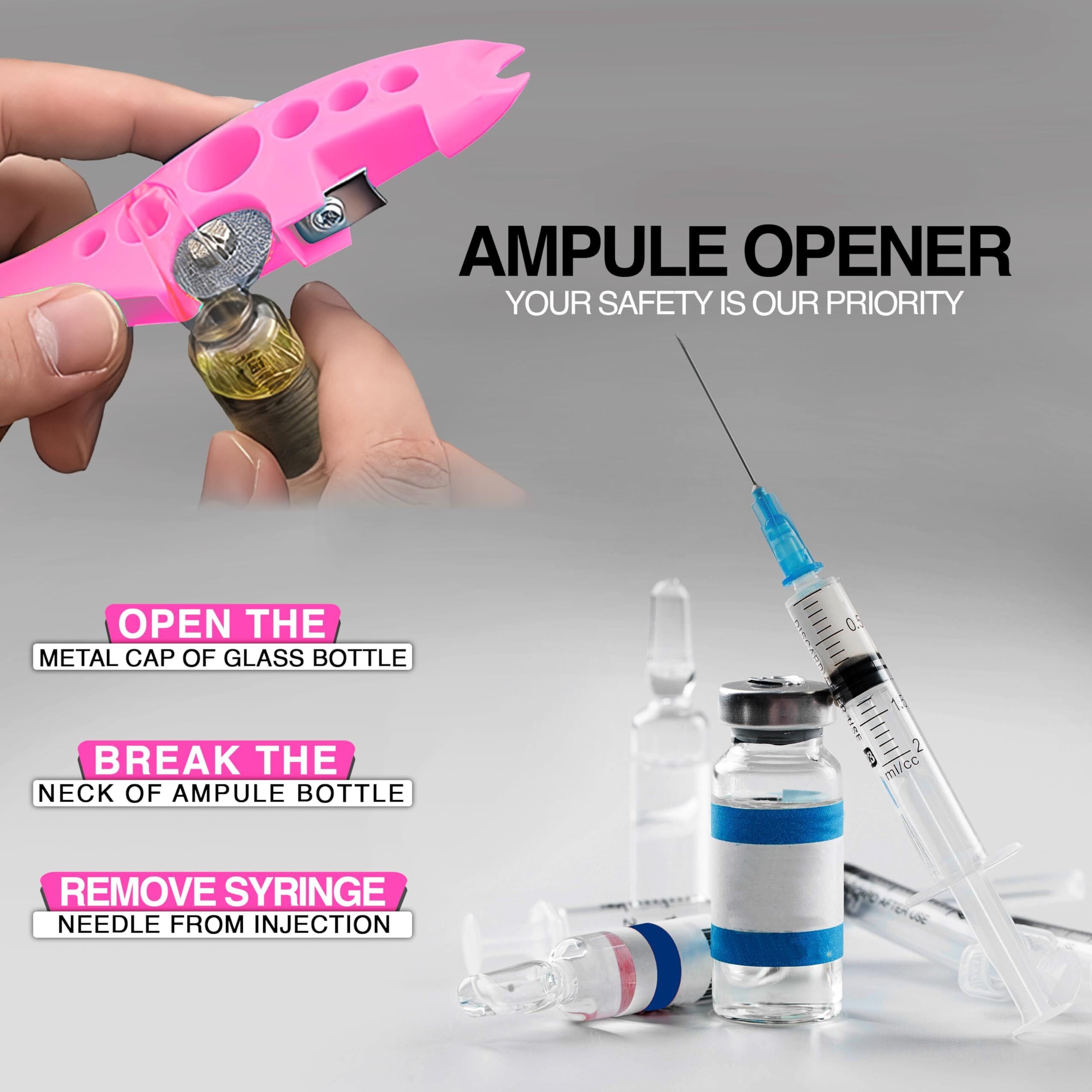 OTICA Ampoule Cutter for Doctors Nurse, Glass Bottle Cap Remover Cutter Ampule Breaker for Hospital and Clinic (Pink)