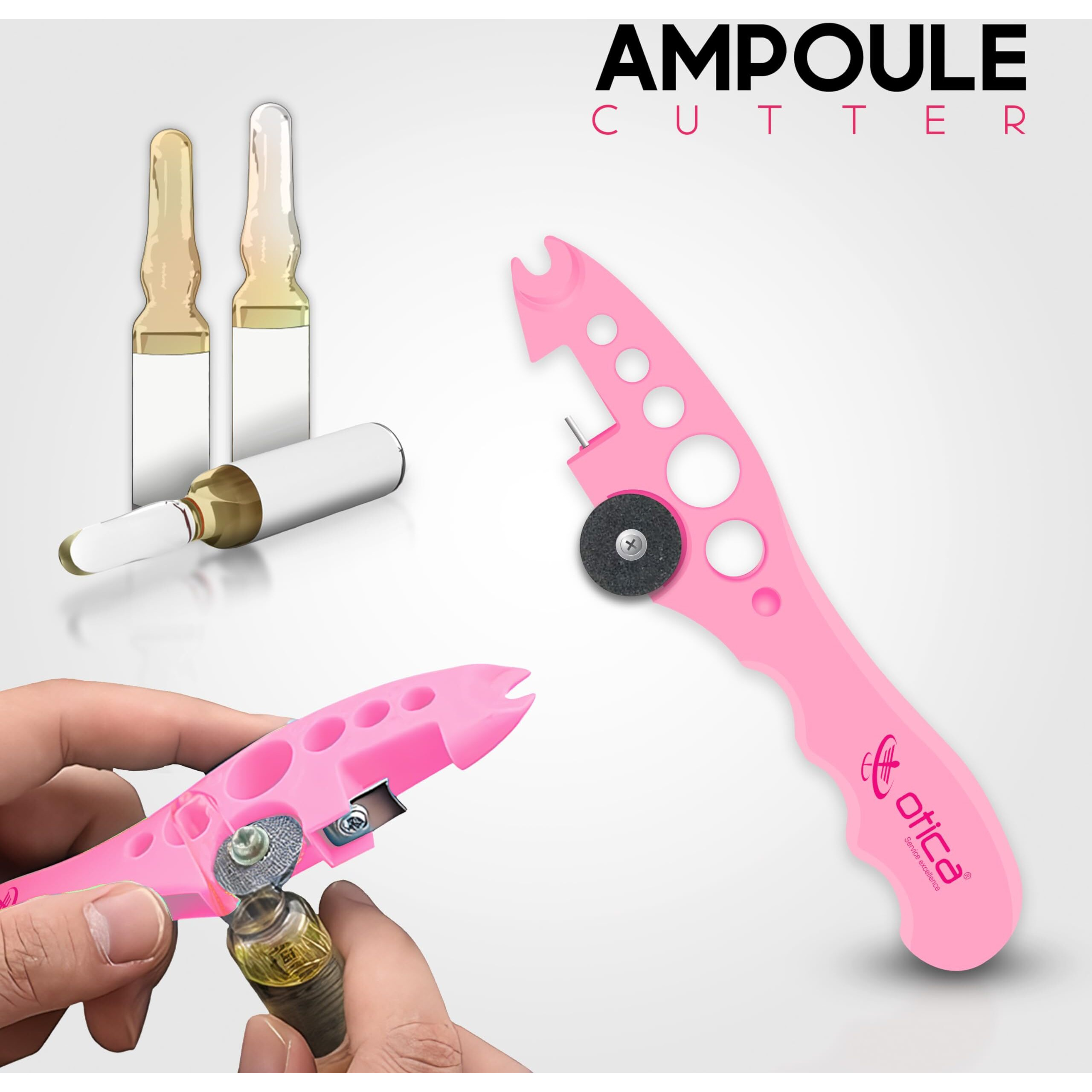 OTICA Ampoule Cutter for Doctors Nurse, Glass Bottle Cap Remover Cutter Ampule Breaker for Hospital and Clinic (Pink)